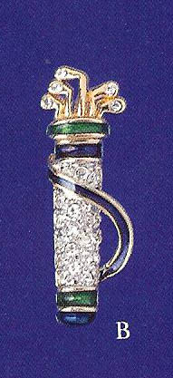Crystal Golf Bag Award Pin