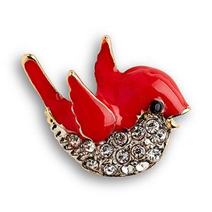 Crystal Red Birdie Clasp Pin