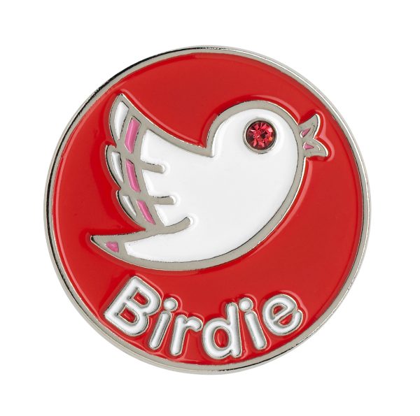 White Birdie With Crystal Pin